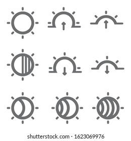 Sun icon vector set. Weather Icons