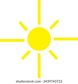 Sun Icon Vector, Summer sun icon, vector illustration, Yellow silhouette on a white background. Flat style