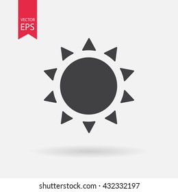 Sun Icon Vector  Summer sunset solar sign isolated on white background. Flat design illustration adapted for web, website, mobile app