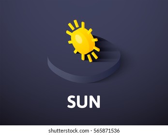 Sun-Symbol, Vektorillustration-Symbol im flachen isometrischen Stil einzeln auf Farbhintergrund