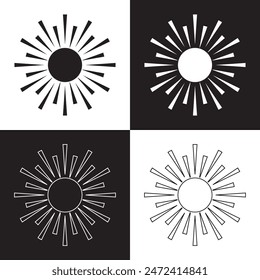 Sun icon, vector symbol illustration element . isolated black and white background. EPS 10