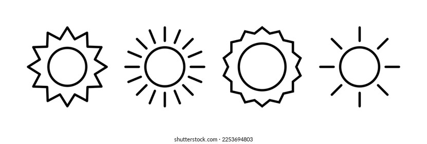 Vector de iconos de Sun para aplicaciones web y móviles. Signo y símbolo de brillo.