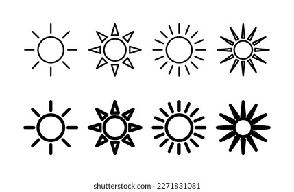 Sun-Icon-Vektorgrafik für Web- und Mobile-App. Helligkeitszeichen und Symbol.