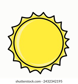 Sun icon vector. yellow summer symbol. Sunlight sign. on a white background