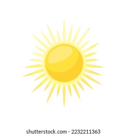 Sun icon. Weather forecast. Simple vector flat illustration isolated on white.