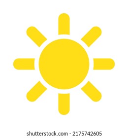 Sun icon. Weather icon for smartphone or can be used for other media. Yellow sun star icon  Summer, sunlight, nature, sky. Vector illustration isolated on white background.