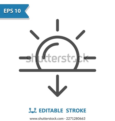 Sun Icon - Weather, Sunset, Sundown. Professional, pixel perfect icon, EPS 10 format.