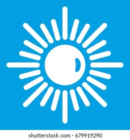 Sun icon white isolated on blue background vector illustration