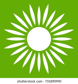 Sun icon white isolated on green background. Vector illustration