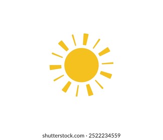 Sun icon. Yellow sun icons. Shine sun ray. sunset and sunrise icon. Sun icon in simple style on a white background