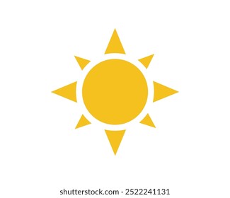 Sun icon. Yellow sun icons. Shine sun ray. sunset and sunrise icon. Sun icon in simple style on a white background