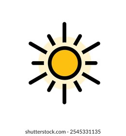 Sun icon. yellow sun. The sun is shining. Sunset icon collection. Yellow sun star icon. Hot solar energy for sunbathing. mixed design style. design vector template