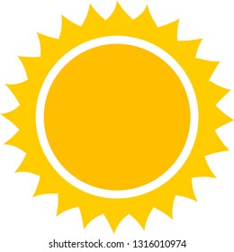 Sun icon yellow silhouette. Summer symbol.