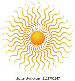 Icono de Sol. Icono de estrella de sol amarillo. Verano, luz solar, naturaleza, cielo. Diseño aislado de ilustración vectorial.