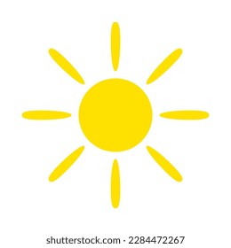 Sun icon. Yellow sun vector illustration isolated on white background.