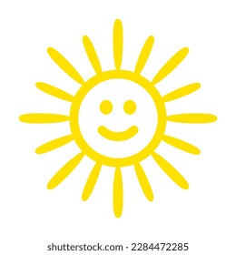 Sun icon. Yellow sun vector illustration isolated on white background.