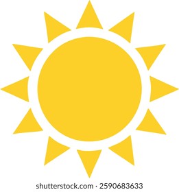 sun icon, yellow vector Illustration, sun icon in simple style on a white background