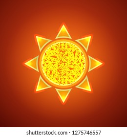 Sun icon.Abstract symbol with contour lines,dots and polygons.Concept vector illustration.