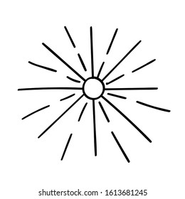 Sun icon.Drawn design element in doodle style. Isolated vector object on a white background. Sketch for business project, infographics, meteorology .