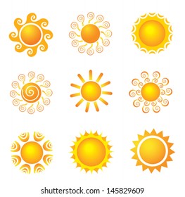  Sun icons.  Beautiful elements for design. 