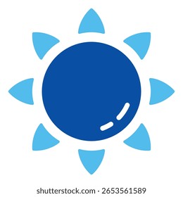 Iconos Del Sol En Estilo Azul, Ilustración vectorial