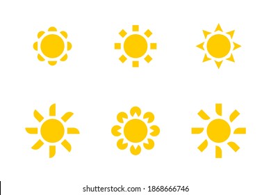 Colección de iconos de Sun. Conjunto de iconos de Sun. Sol vectorial. Ilustración solar. Iconos aislados sobre fondo blanco