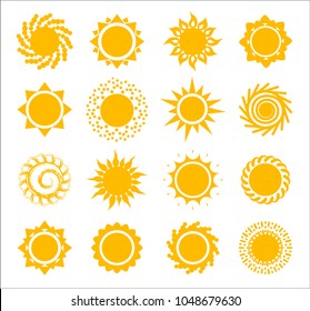 Sun icons collection on white background. Icon symbol design. Vector illustration.