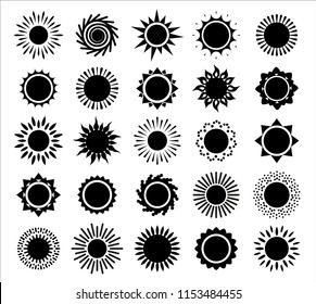 Sun icons collection on white background. Icon symbol design. Vector illustration.