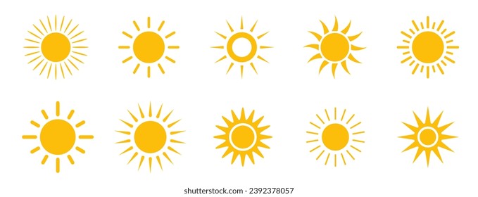 Sun icons collection. Sunshine vector sign. Vector illustration