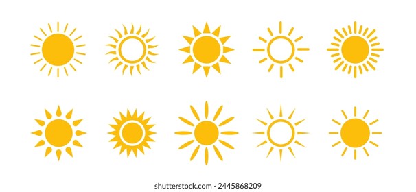 Sun icons collection. Sunshine vector sign. Vector illustration