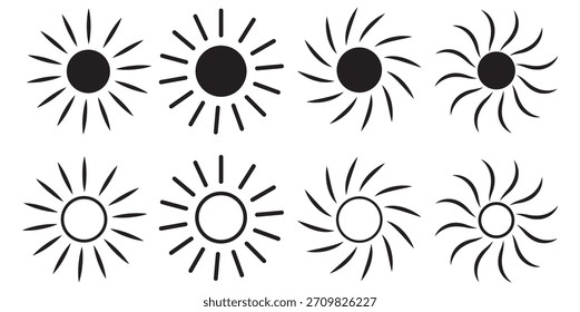Sun icons collection. Sunshine vector sign. Vector illustration