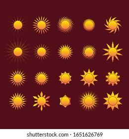 Sun icons collection. Vector illustration.
