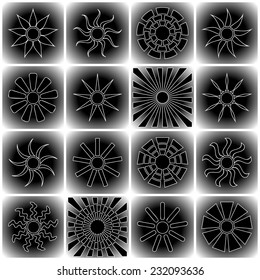 Sun icons collection. Vector illustration