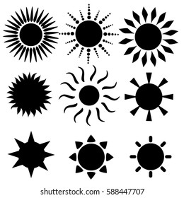Sun icons collection. Vector illustration