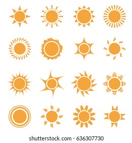 Sun icons collection. Vector illustration