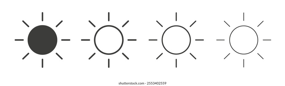 Sun icons collection. vector set in black color