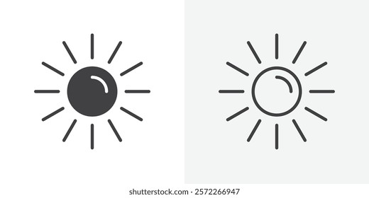 Sun icons. flat and line style set