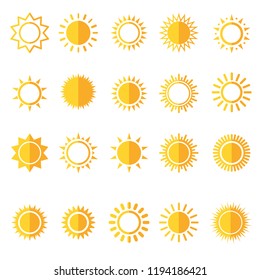 Sun icons isolated set on white