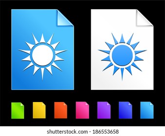 Ícones do Sol na Coleção de Documentos Coloridos em Papel