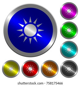 Sun icons on round luminous coin-like color steel buttons