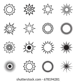 Sun icons on white background, vector