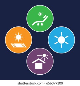 Sun icons set. set of 4 sun filled icons  