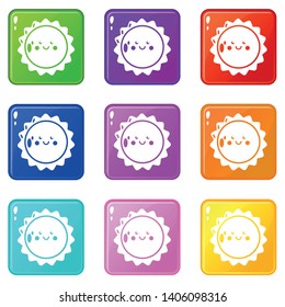Sun icons set 9 color collection isolated on white for any design