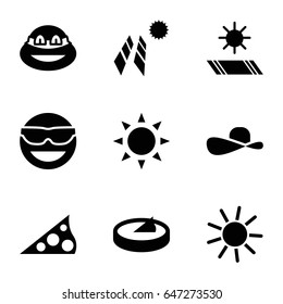 Sun icons set. set of 9 sun filled icons such as sun, ninja
