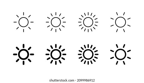 Sun icons set. Brightness sign and symbol