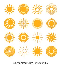 Sun icons set for computing web and app. 