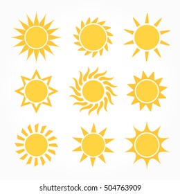 Sun icons set. Flat design vector illustration - Shutterstock ID 504763909