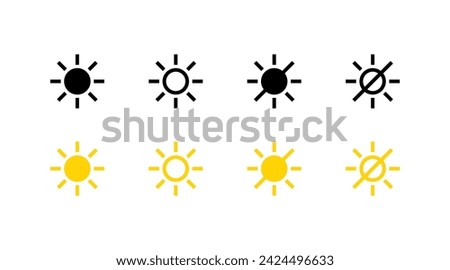 Sun icons. Set of sun icons. Flat and silhouette style. Vector icons