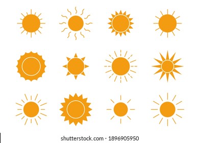 Sun icons set flat style