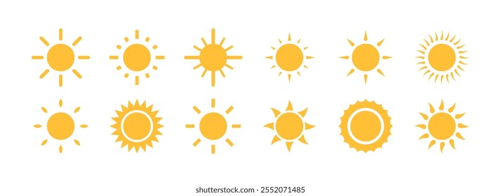 Sun Icons Set. Flat Style. Vector icons